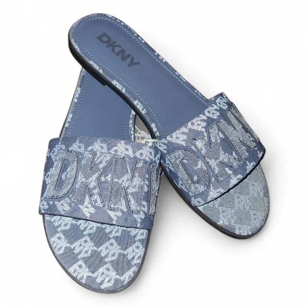 DKNY Women's Denim Blue Slide Sandals - Size 10